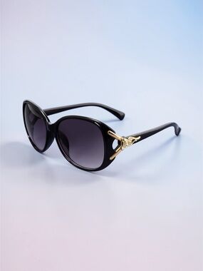 Black & Gold Oversized Sunglasses Polarized New with Case